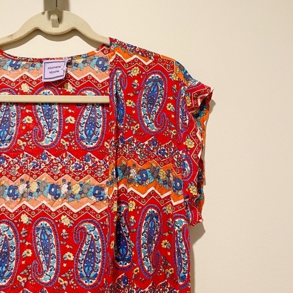 Boho Fringe Paisley Print Long Line Open Duster Cover Up - Picture 4 of 9